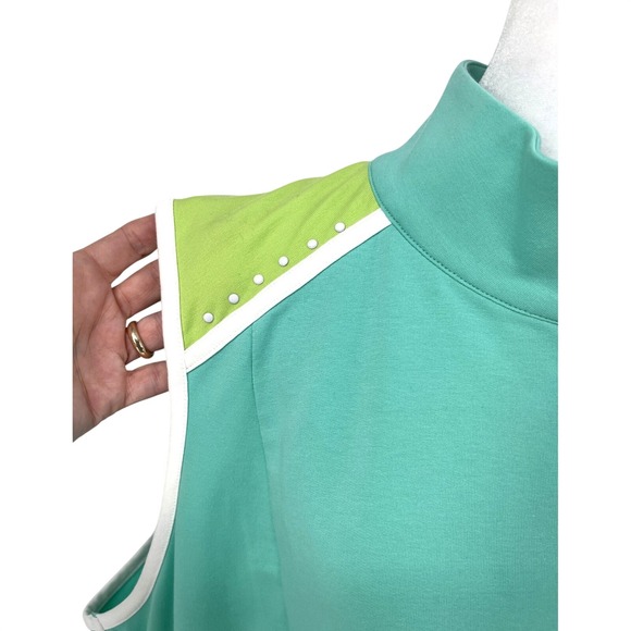 DD Lifestyle Womens Sleeveless Full Zip Vest 2X Teal Lime Activewear Teacher - Picture 3 of 9